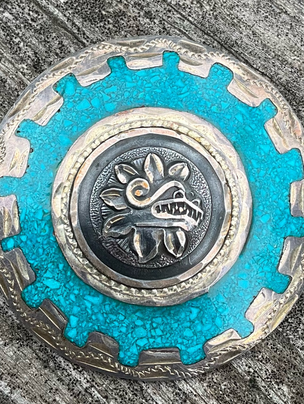 Vintage Mexico 925 Silver Aztec Myan Brooch or Pendant